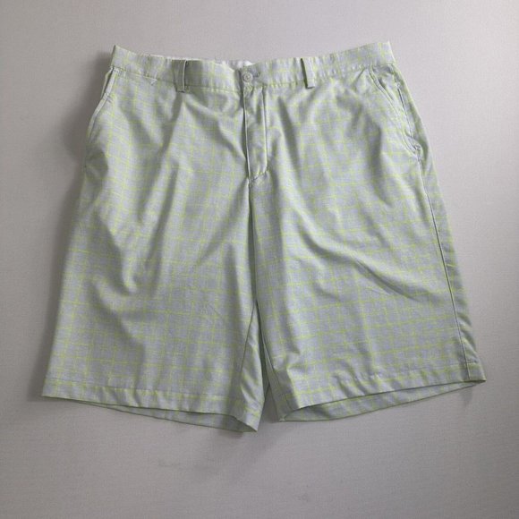 Nike Golf Tour Performance‎ Dri-Fit Shorts Green Gray Plaid Size 38 x 11” Active - Picture 1 of 6